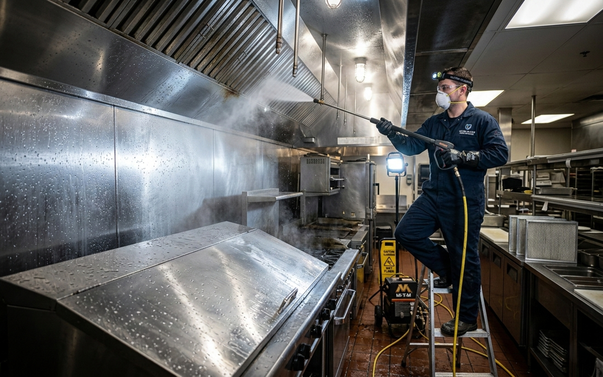 Commercial kitchen hood cleaning