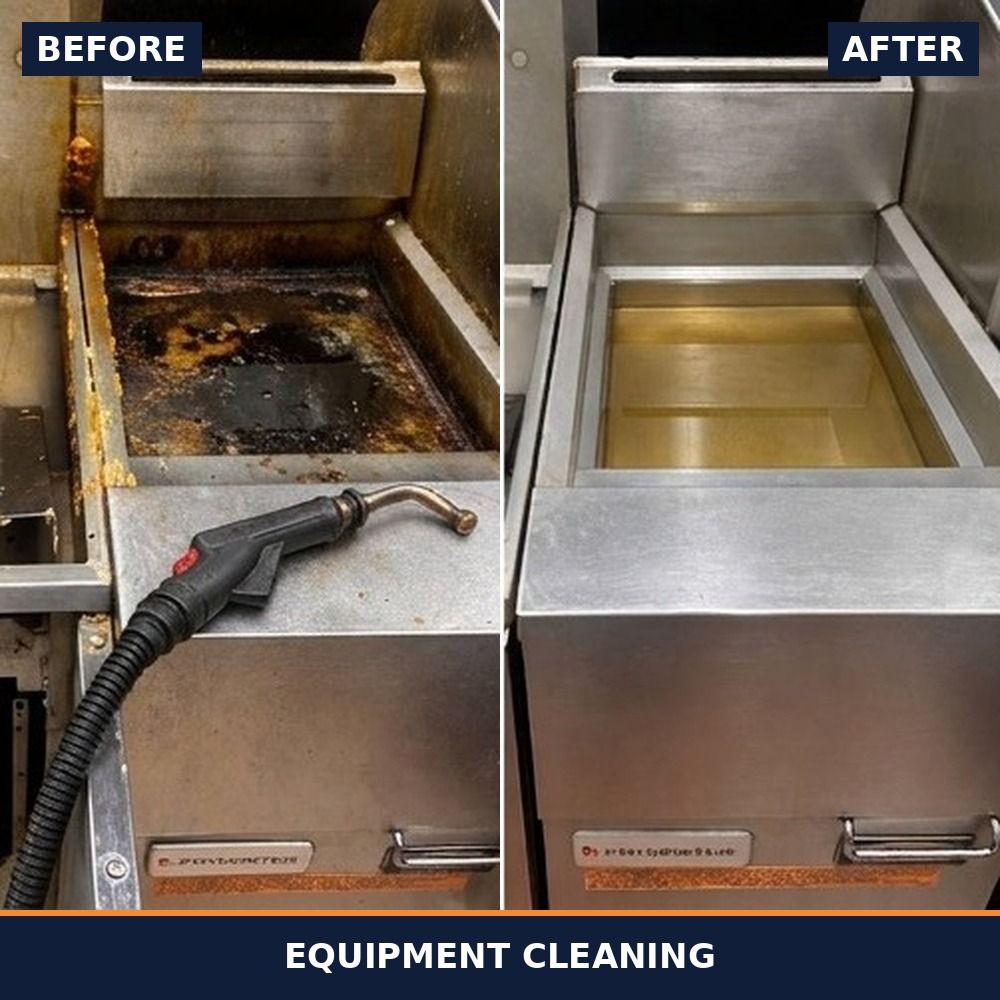Commercial fryer well before and after cleaning